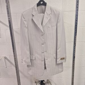 Boy's Silver Pinstripe 2 Piece Suit